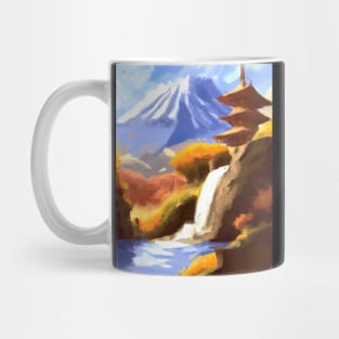 Japan Tower Waterfall Painting Mug